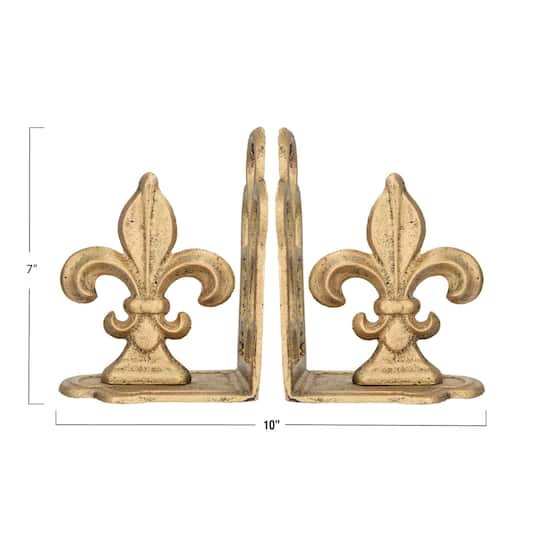Hello Honey® 10" Fleur de Lis Shaped Iron Bookend Set